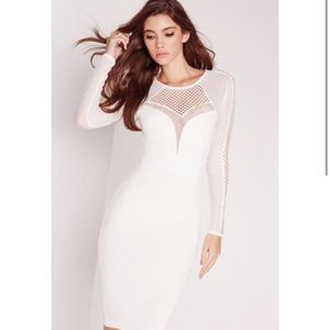 White Long Sleeve Midi Dress